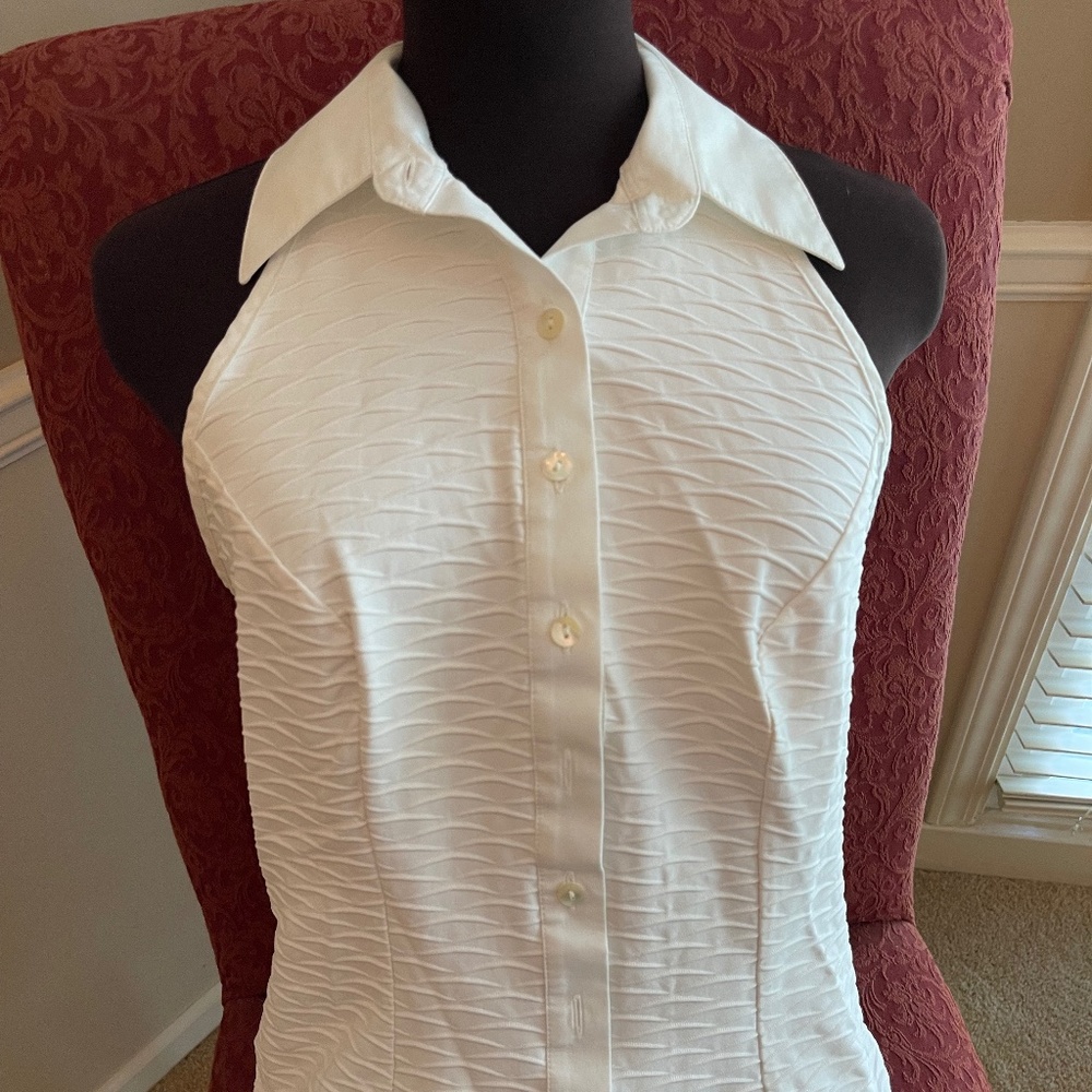 White form fitting halter blouse/ made in France